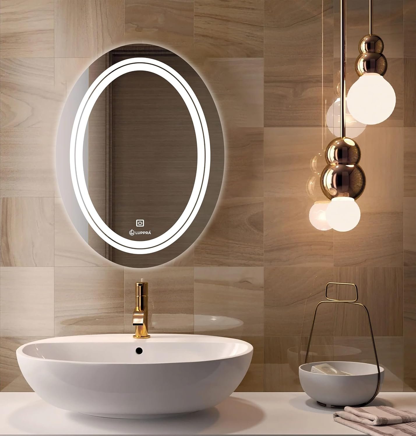 Oval Wall Mounting Mirror with Light |Bathroom,Venity and Smart Mirror Size 18X24 inch| LED Mirror 3 Tone (Cool, Natural, Warm).