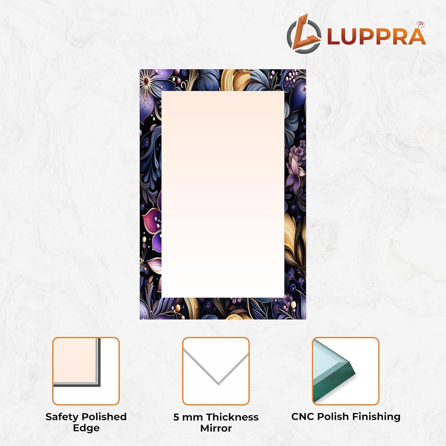 Rectangle Decorative Art Unique Fancy Digital Frameless CNC polishing Wall Mirror/Makeup Mirror/Bathroom Mirrors Size (12x18 inch).