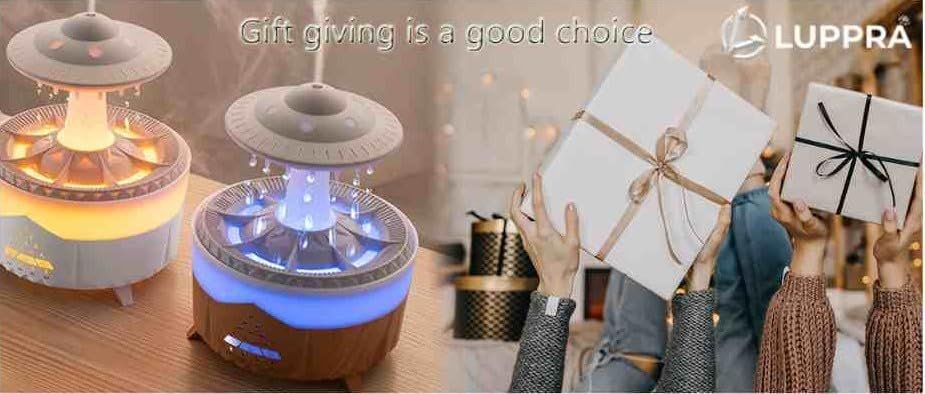 Rain Cloud Humidifier with Water Drip & Mushroom Diffuser Lamp – 7-Color LED Night Light, Remote Control, Timer Function, Rain Sounds for Sleeping, Desk Fountain, US Plug