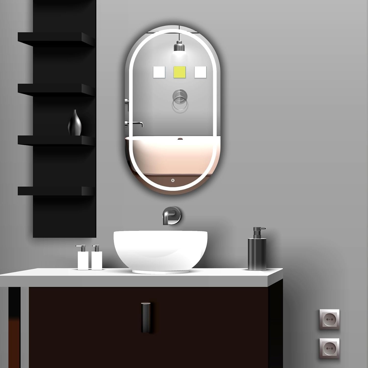 Rectengale Wall Mounting Mirror with Light |Bathroom,Venity and Smart Mirror Size 17.5X23.5 inch| LED Mirror 3 Tone (Cool, Natural, Warm).