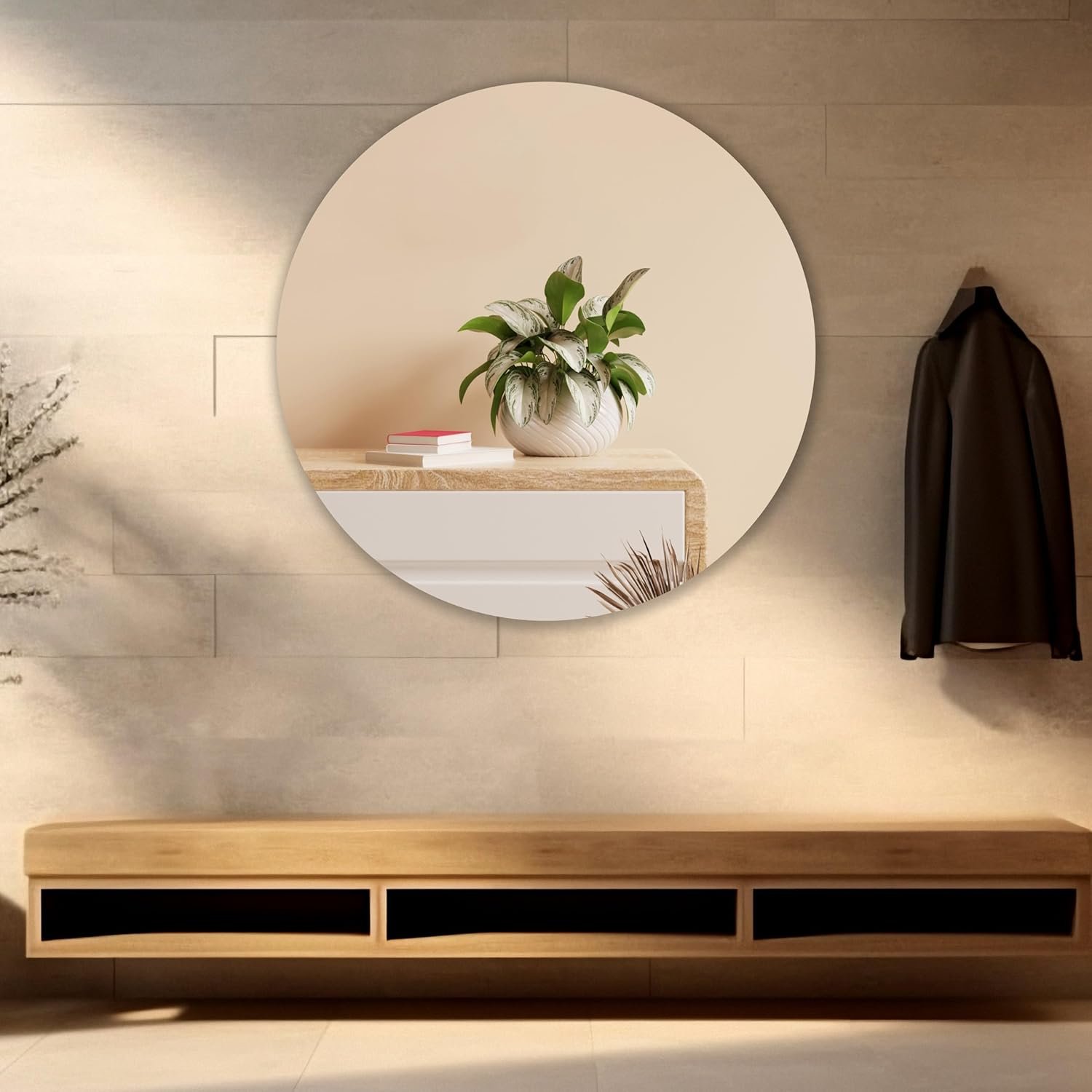 Round Frameless Wall Mirror – Modern Decorative Mirror for Bathroom, Bedroom & Living Room. (18x18)