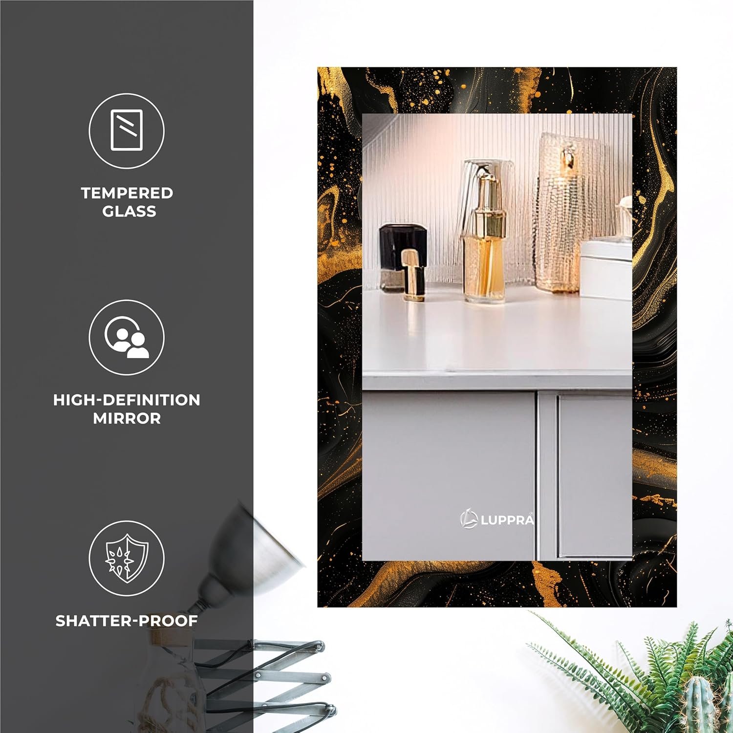 Rectangle Decorative Art Unique Fancy Digital Frameless CNC polishing Wall Mirror/Makeup Mirror/Bathroom Mirrors Size (12x18 inch)