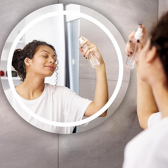 Round Wall Mounting Mirror with Light |Bathroom,Venity and Smart Mirror Size 24X24 inch| LED Mirror 3 Tone (Cool, Natural, Warm).