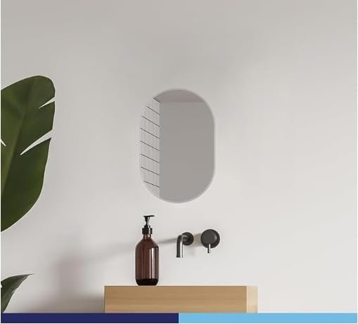 Capsule-Shaped Frameless Wall Mirror – Modern Decorative Mirror for Bathroom, Bedroom, Entryway & Living Room. (9x12)