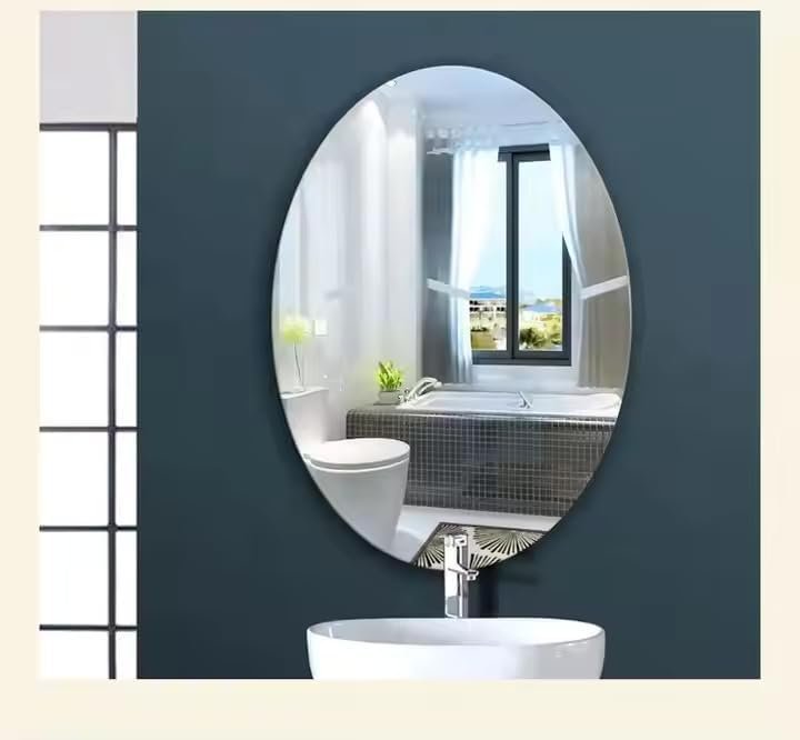 Modern Oval Wall Mirror – Elegant Frameless Design for Bathroom, Bedroom & Living Spaces. (9 X 12)
