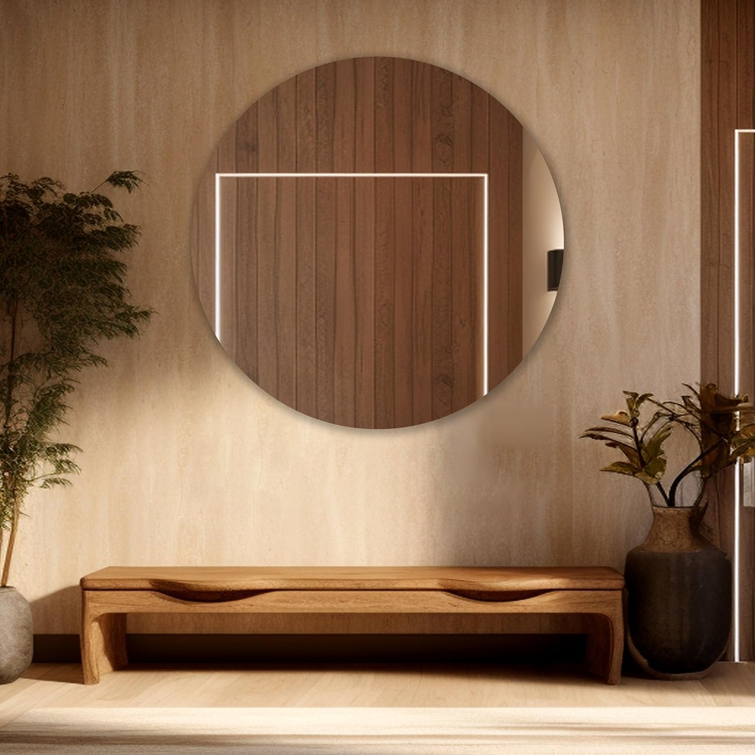 Round Frameless Wall Mirror – Modern Decorative Mirror for Bathroom, Bedroom & Living Room. (15x15)