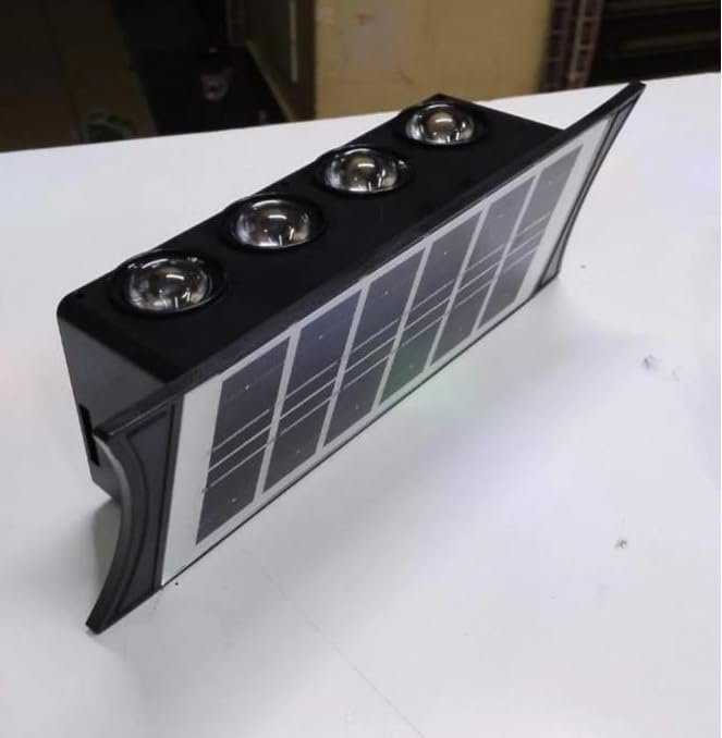 Solar Fence Lights Outdoor – 4 LED Waterproof Solar Wall Lights with Automatic Dusk to Dawn, Energy Saving Decorative Light for Fence, Garden, Patio, Yard & Pathway