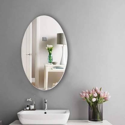 Modern Oval Wall Mirror – Elegant Frameless Design for Bathroom, Bedroom & Living Spaces. (18X 24)