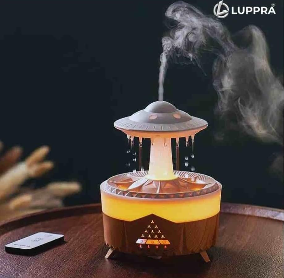 Rain Cloud Humidifier with Water Drip & Mushroom Diffuser Lamp – 7-Color LED Night Light, Remote Control, Timer Function, Rain Sounds for Sleeping, Desk Fountain, US Plug