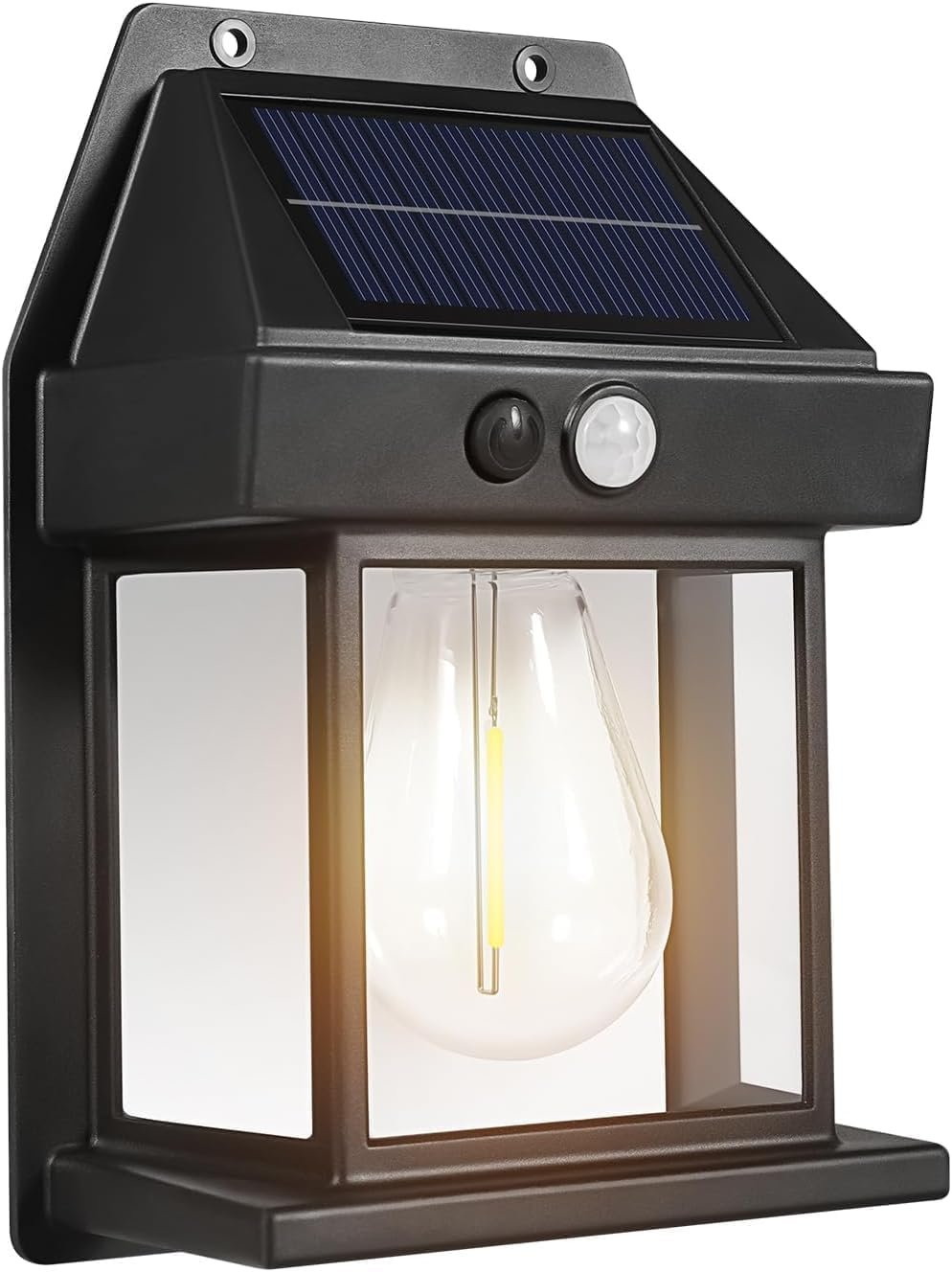 Solar Induction Wall Lamp Outdoor with Motion Sensor – 1800mAh Battery, Waterproof Solar Security Wall Sconce Light for Garden, Balcony, Terrace & Home (Black, Pack of 1)