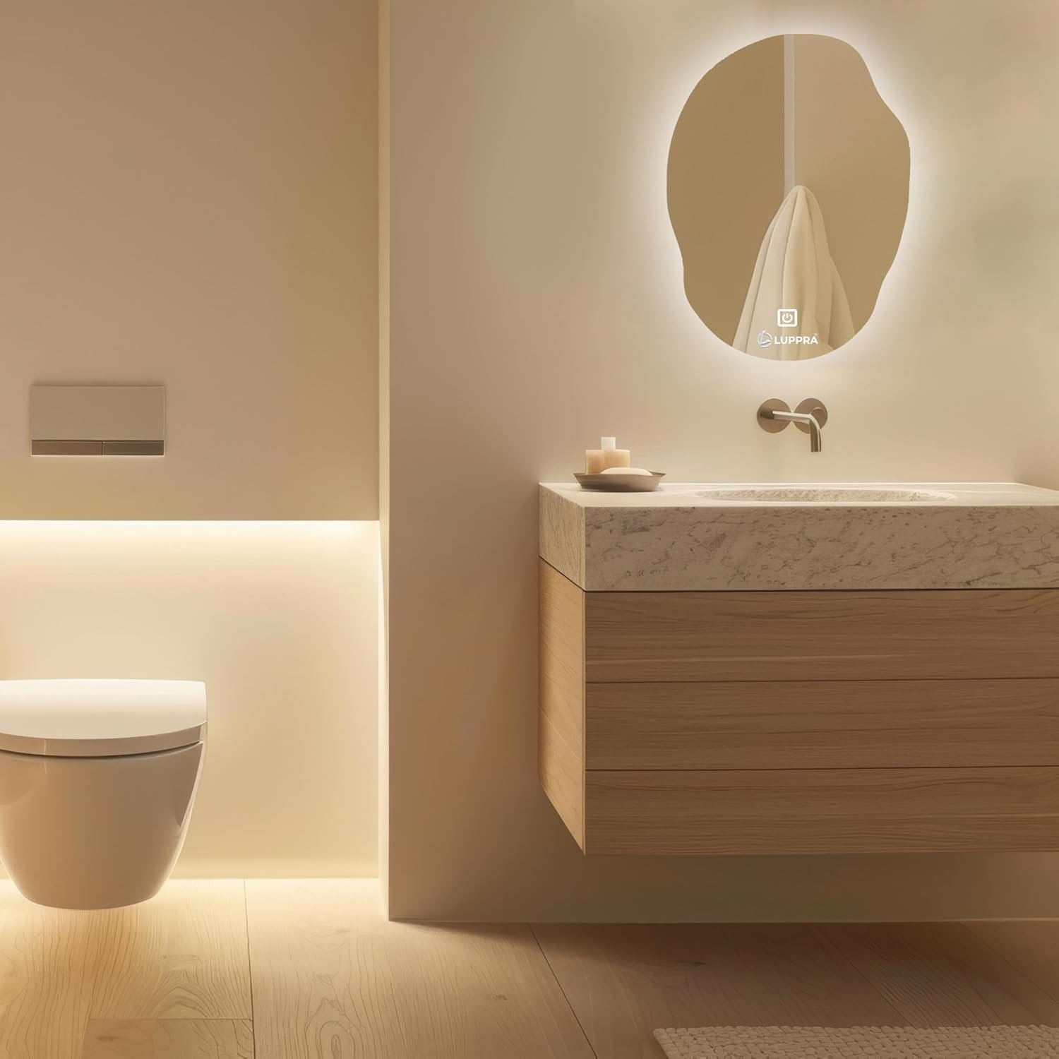 Rectangular Wall Mounting Mirror with Light |Bathroom,Venity and Smart Mirror Size 18X24 inch| LED Mirror 3 Tone (Cool, Natural, Warm).