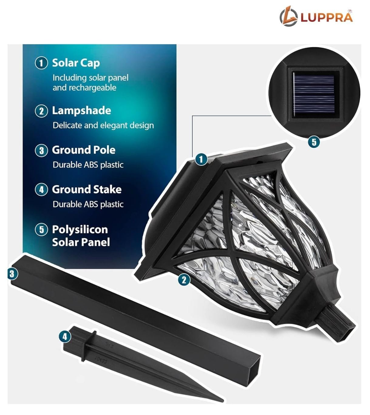 Solpex RadiantGlow 6-Pack Solar LED Pathway Lights – Waterproof Outdoor Garden & Landscape Lighting for Lawn, Patio, and Walkway