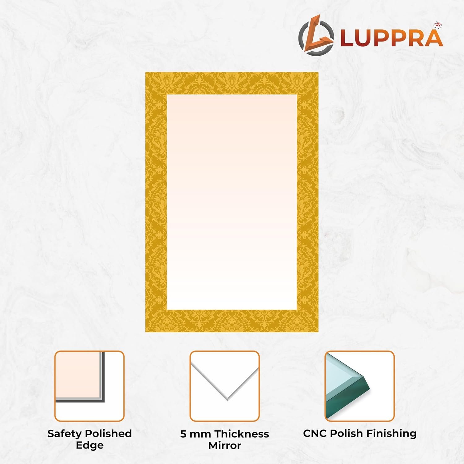LUPPRA Rectangle Decorative Art Unique Fancy Digital Frameless CNC polishing Wall Mirror/Makeup Mirror/Bathroom Mirrors Size (12x18 inch).