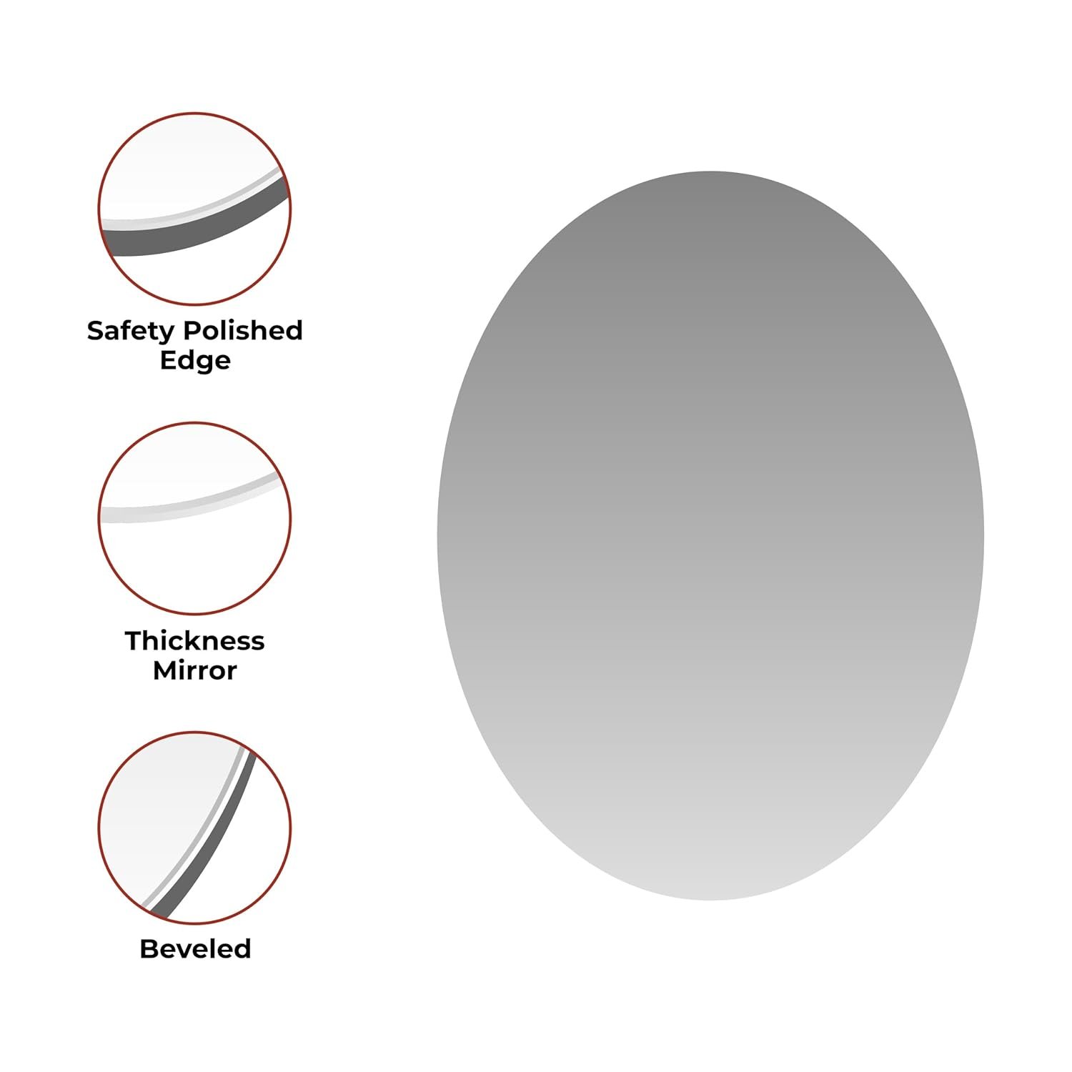 Modern Oval Wall Mirror – Elegant Frameless Design for Bathroom, Bedroom & Living Spaces. (18X 24)