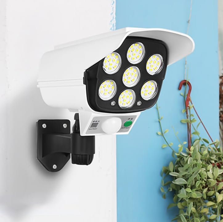 Solar Security Camera Light – Outdoor Wall Lamp with 77 LED Spotlight, Motion Sensor, Waterproof Fake CCTV Design for Garden, Yard & Home Security
