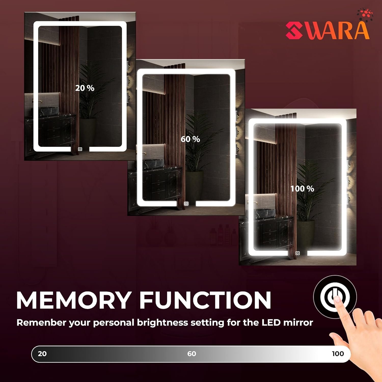 LUPPRA Rectengale Wall Mounting Mirror with Light |Bathroom,Venity and Smart Mirror Size 18X24 inch| LED Mirror 3 Tone (Cool, Natural, Warm).