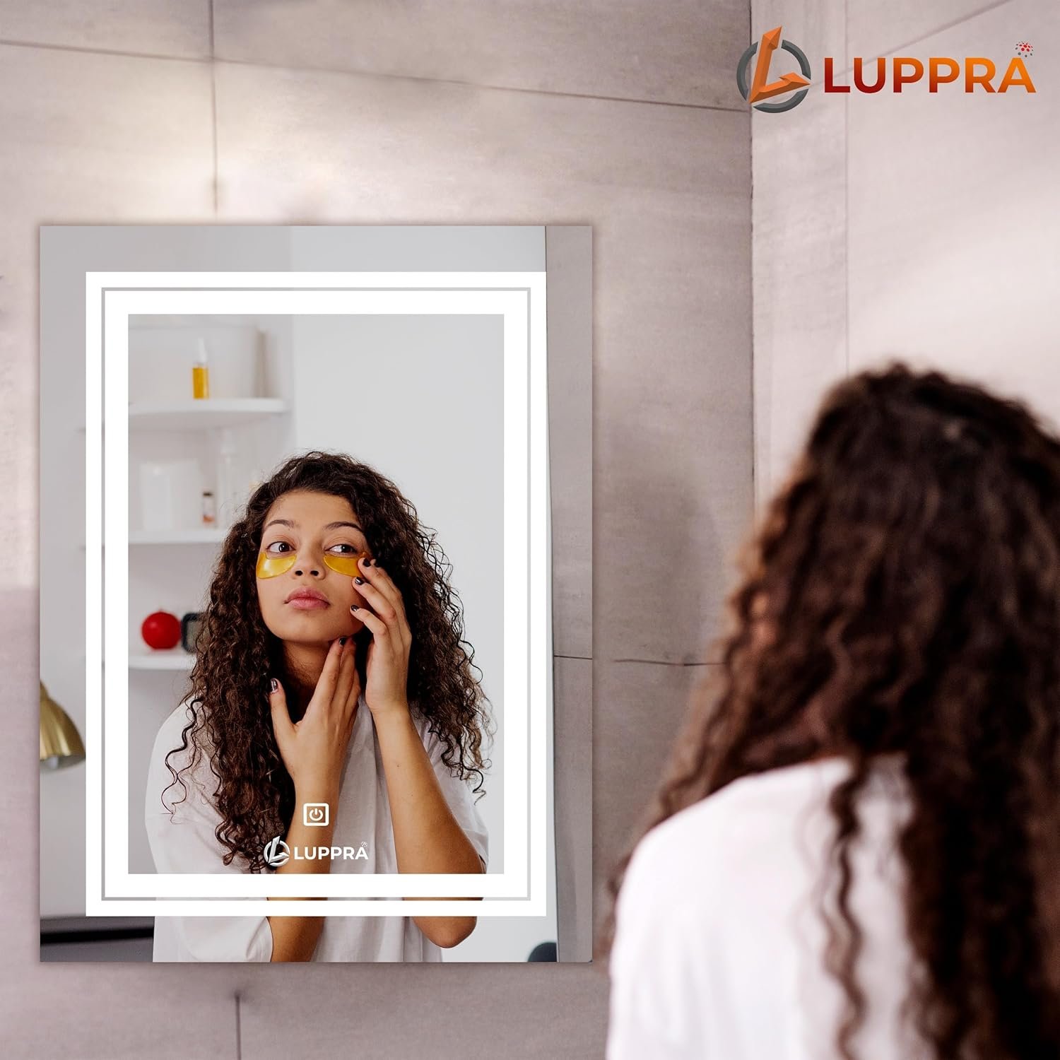 LUPPRA 18x24 Inch Rectangle LED Wall Mirror with Smart Touch Sensor, 3 Color Adjustable Lighting (Warm, Natural, White) – Modern Wall-Mounted Smart Mirror...
