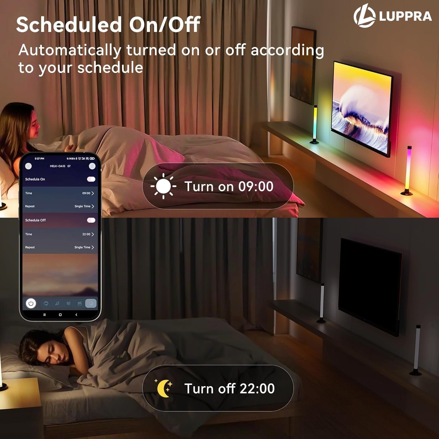 Smart RGB LED Light Bar with Music Sync, App & Remote Control, IC Color Changing TV Backlight, USB Powered Gaming Room & PC Monitor Ambient Lighting