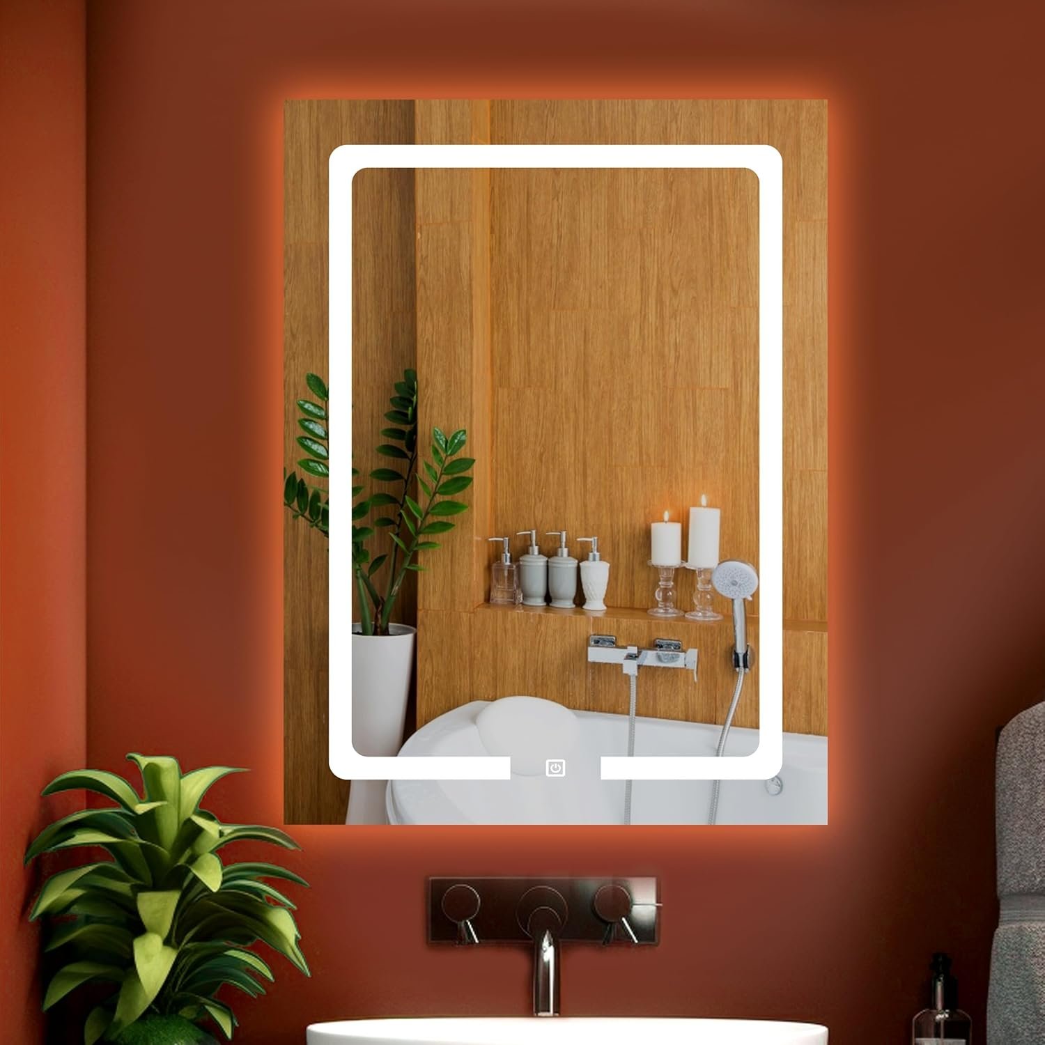 LUPPRA Rectengale Wall Mounting Mirror with Light |Bathroom,Venity and Smart Mirror Size 18X24 inch| LED Mirror 3 Tone (Cool, Natural, Warm).