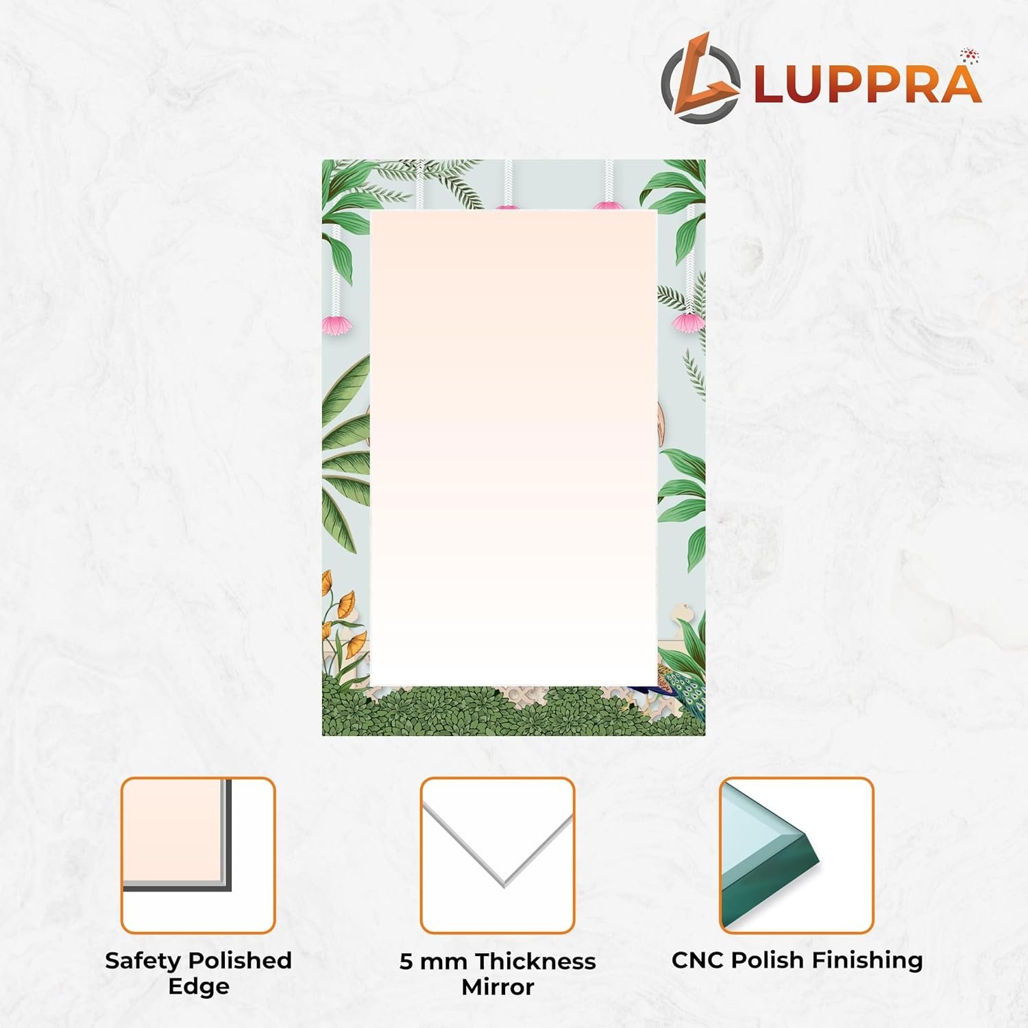 Rectangle Decorative Art Unique Fancy Digital Frameless CNC polishing Wall Mirror/Makeup Mirror/Bathroom Mirrors Size (12x18 inch).