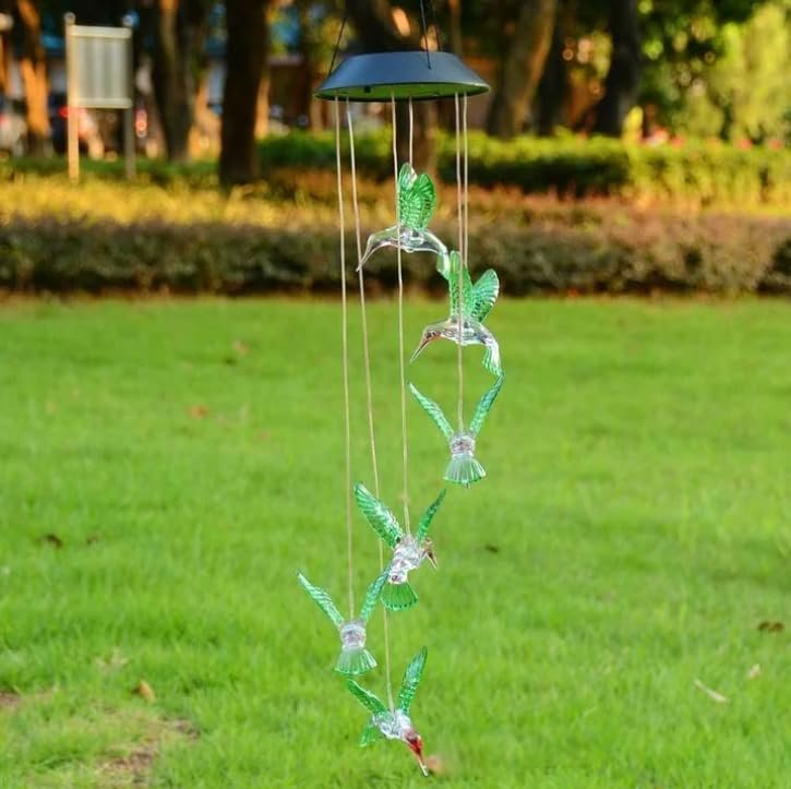 Solar Hummingbird Wind Chime Lights – Color Changing LED Hanging Solar Wind Chimes for Outdoor Garden, Patio, Balcony, Yard & Home Decorative Lighting