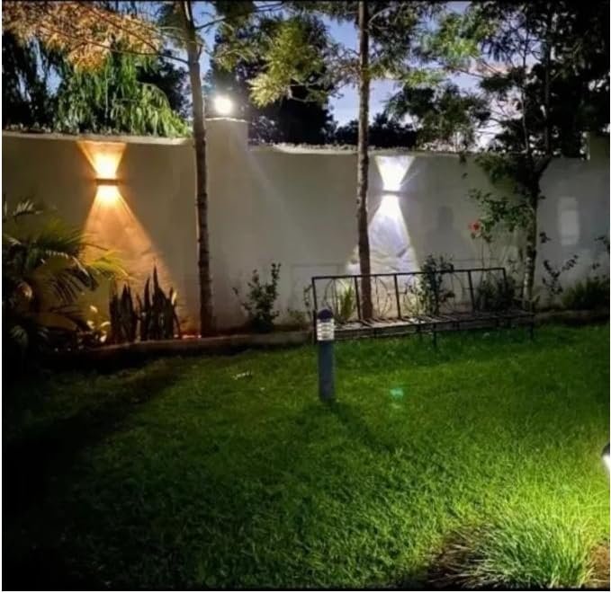 Solar Fence Lights Outdoor – 4 LED Waterproof Solar Wall Lights with Automatic Dusk to Dawn, Energy Saving Decorative Light for Fence, Garden, Patio, Yard & Pathway