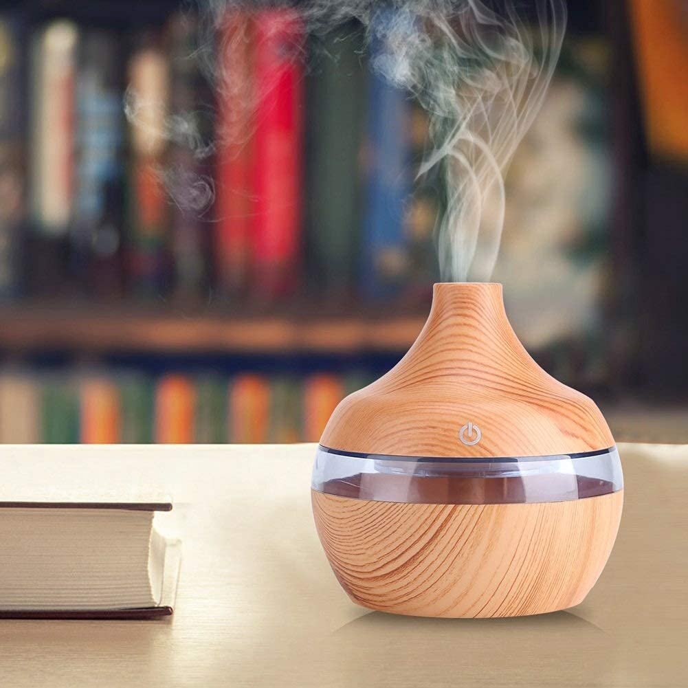 Wooden Humidifier & Essential Oil Diffuser with LED Night Light | Aroma Diffuser for Home, Office, Bedroom & Yoga | Air Freshener