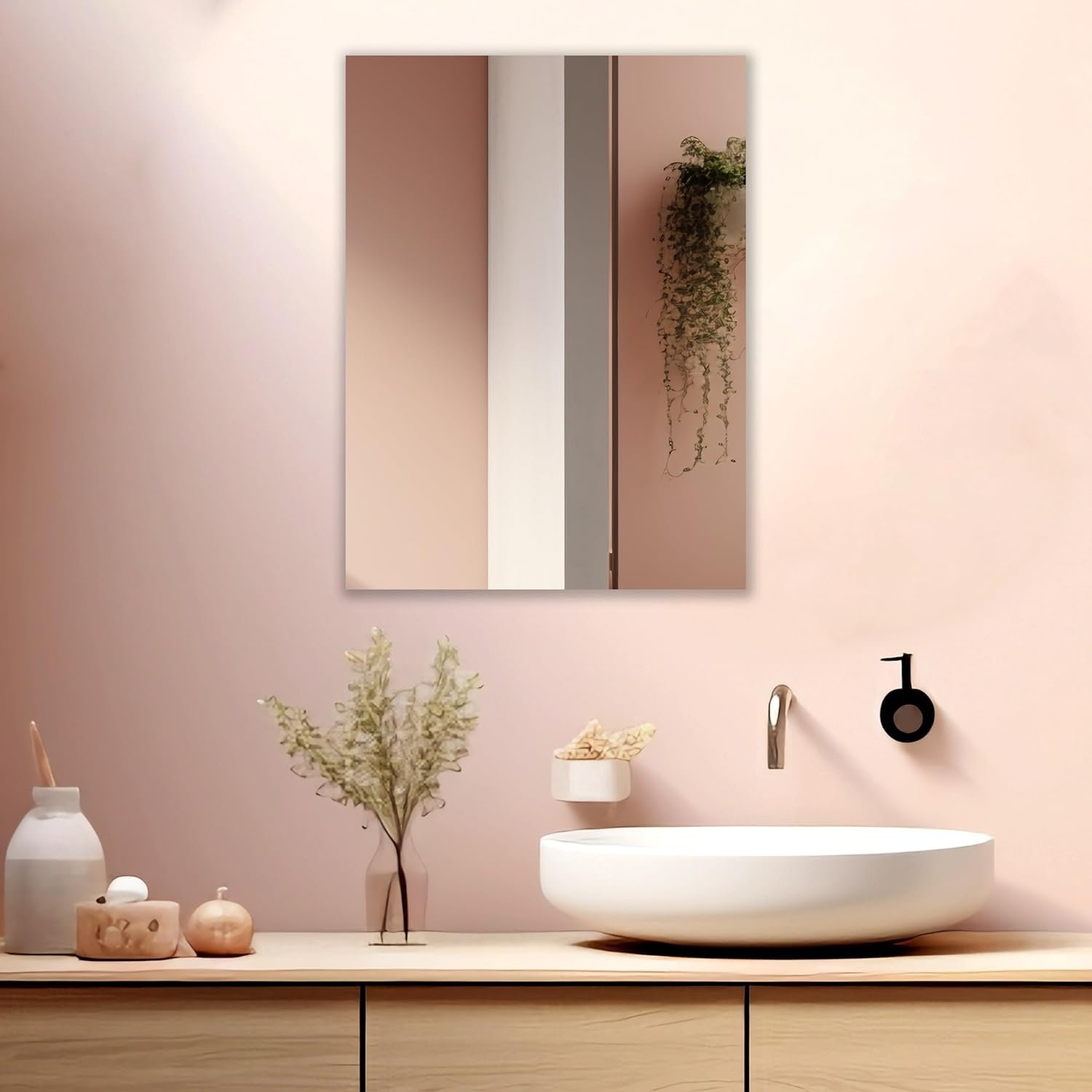 Rectangular Frameless Wall Mirror – Modern Decorative Mirror for Bathroom, Bedroom & Entryway. (18 X 24)