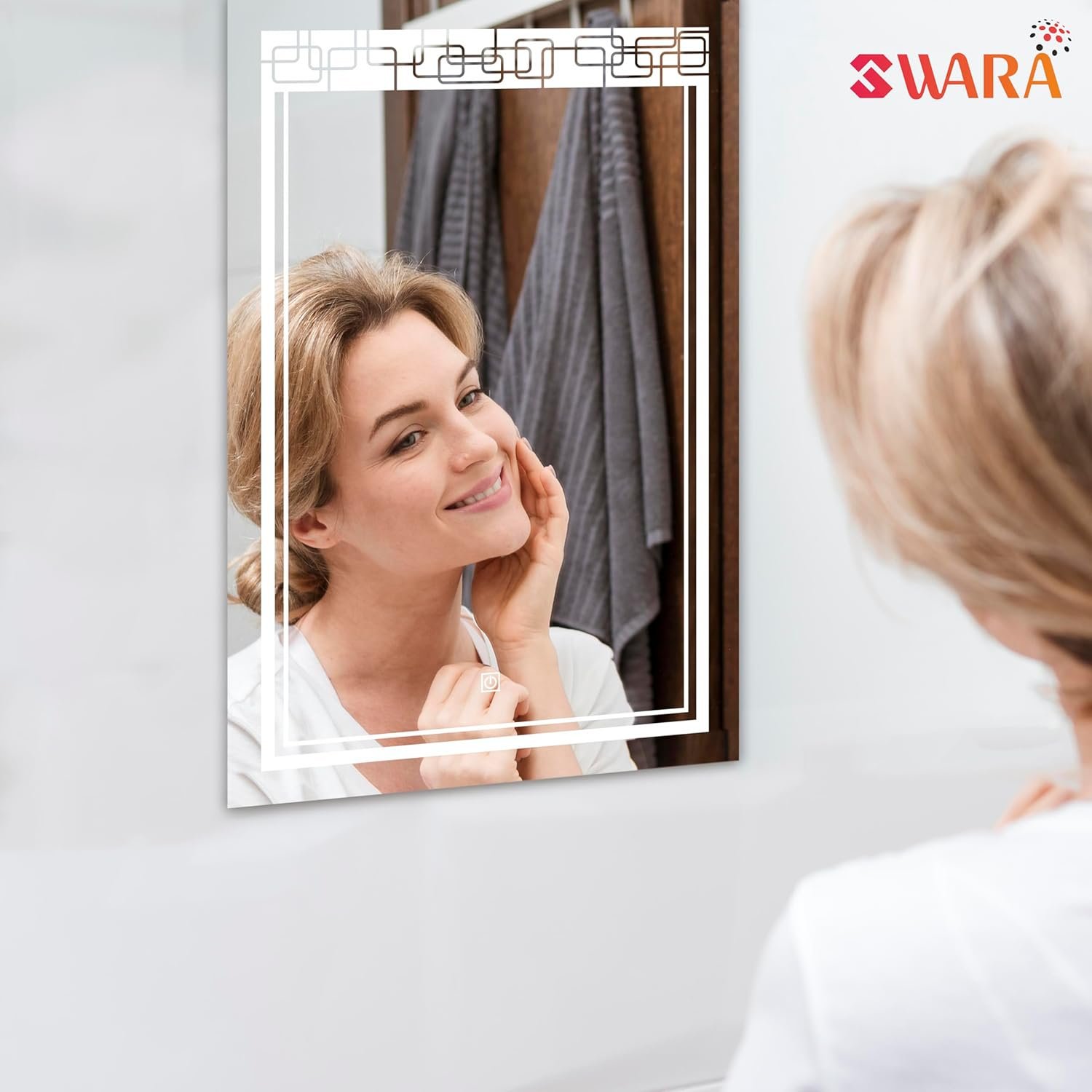 18x24 inch Rectengale Wall Mounting Mirror with Light |Bathroom,Venity and Smart Mirror Size 18X24 inch| LED Mirror 3 Tone (Cool, Natural, Warm).