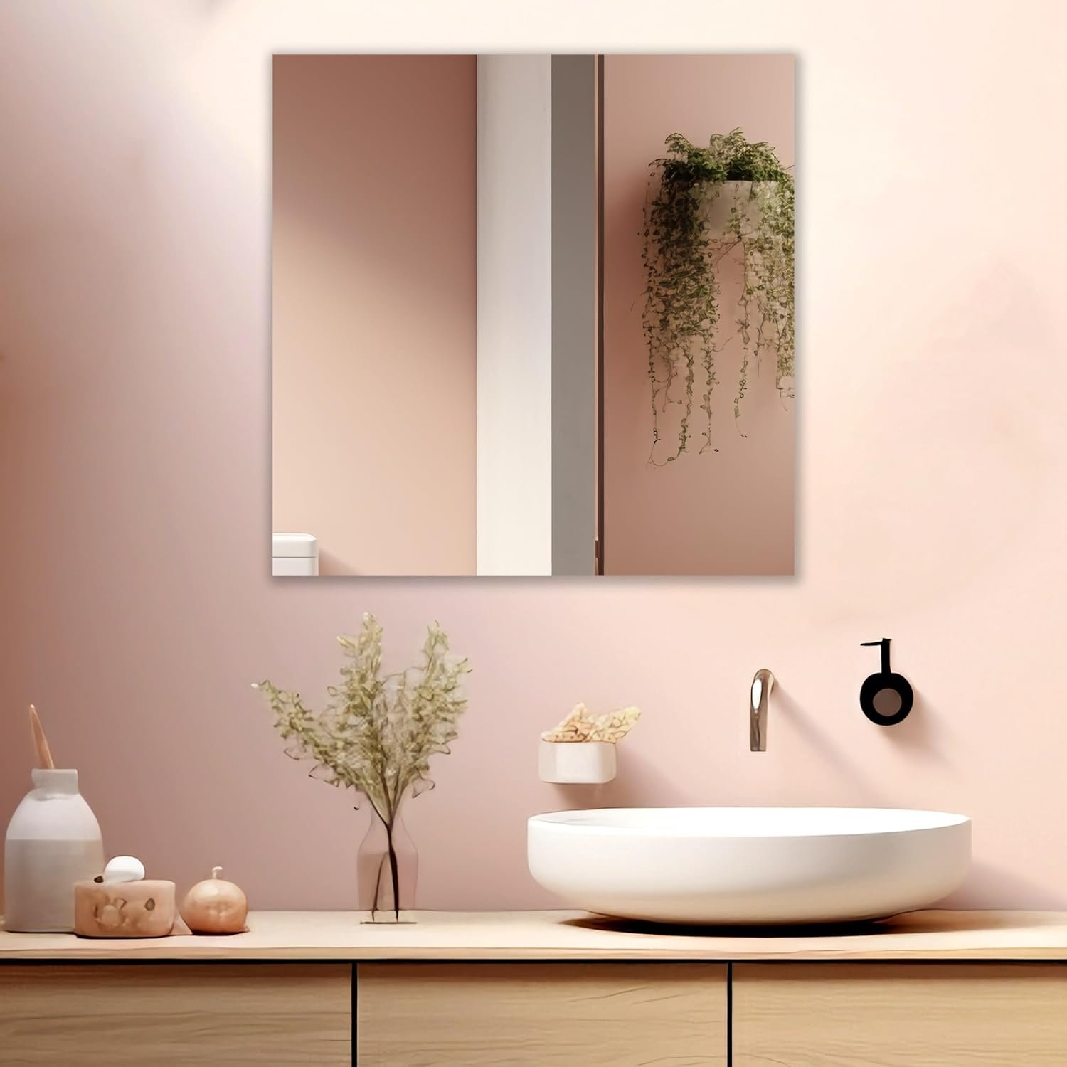Square Frameless Wall Mirror – Modern Decorative Mirror for Bathroom, Bedroom, Living Room, Entryway & Dressing Room. (24 x 24 INCH)