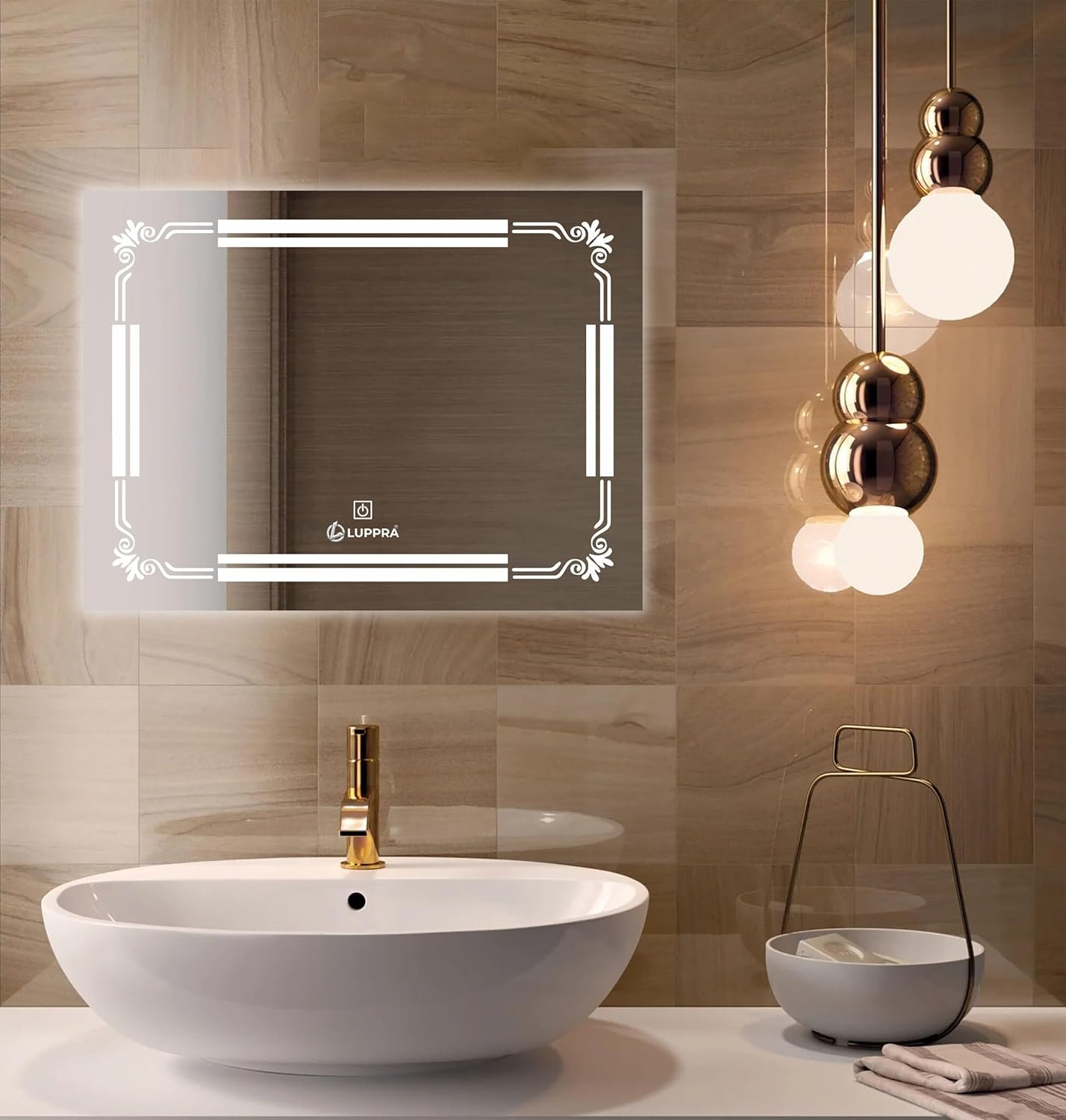Horizontal Wall Mounting Mirror with Light |Bathroom,Venity and Smart Mirror Size 24X18 inch| LED Mirror 3 Tone (Cool, Natural, Warm).