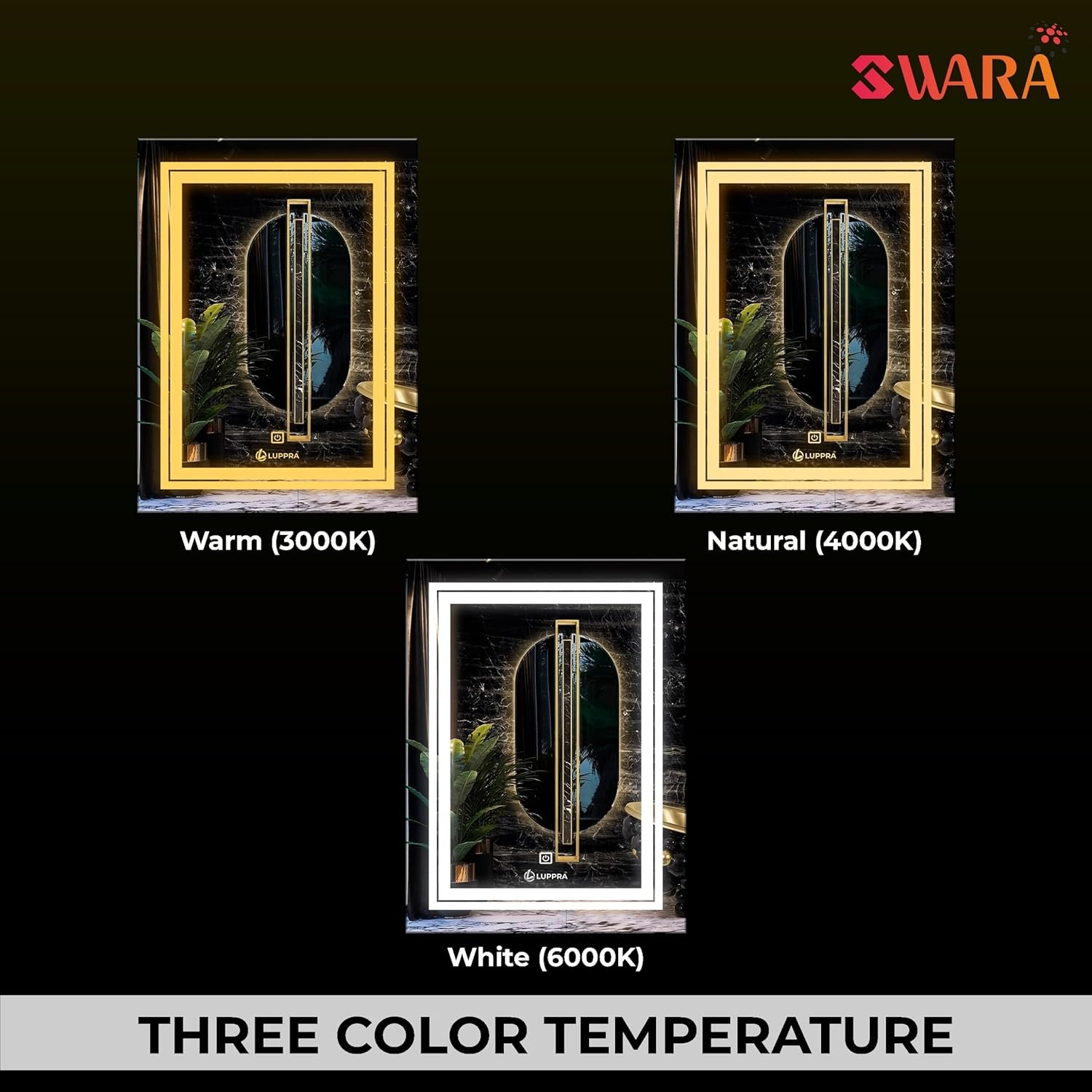 Rectengale Wall Mounting Mirror with Light |Bathroom,Venity and Smart Mirror Size 18X24 inch| LED Mirror 3 Tone (Cool, Natural, Warm).