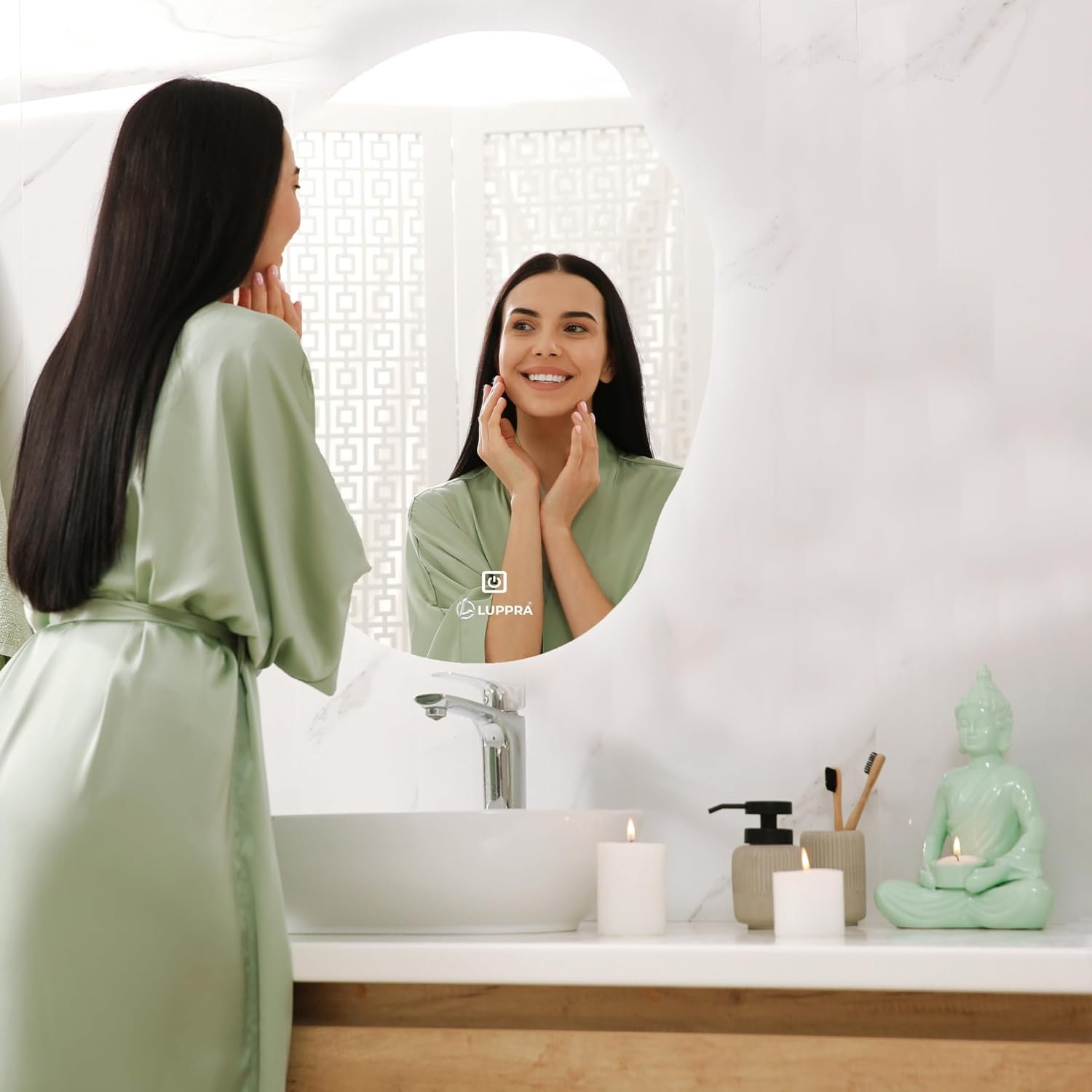 Rectangular Wall Mounting Mirror with Light |Bathroom,Venity and Smart Mirror Size 18X24 inch| LED Mirror 3 Tone (Cool, Natural, Warm).