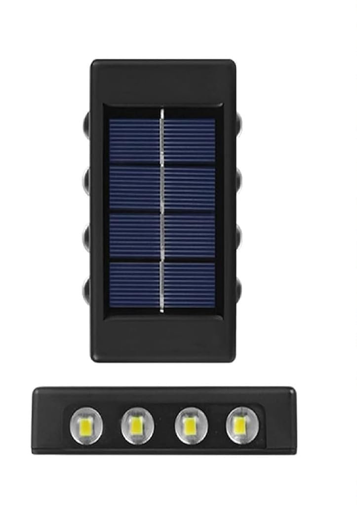 Solar 8 LED Up & Down Wall Light – IP65 Waterproof Dual Direction Outdoor Lamp with Sensor for Garden, Porch & Patio (Pack of 2)