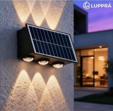 Solar 6 LED Up & Down Wall Light – IP65 Waterproof Dual Direction Outdoor Sensor Lamp for Garden, Porch & Patio (Pack of 2)