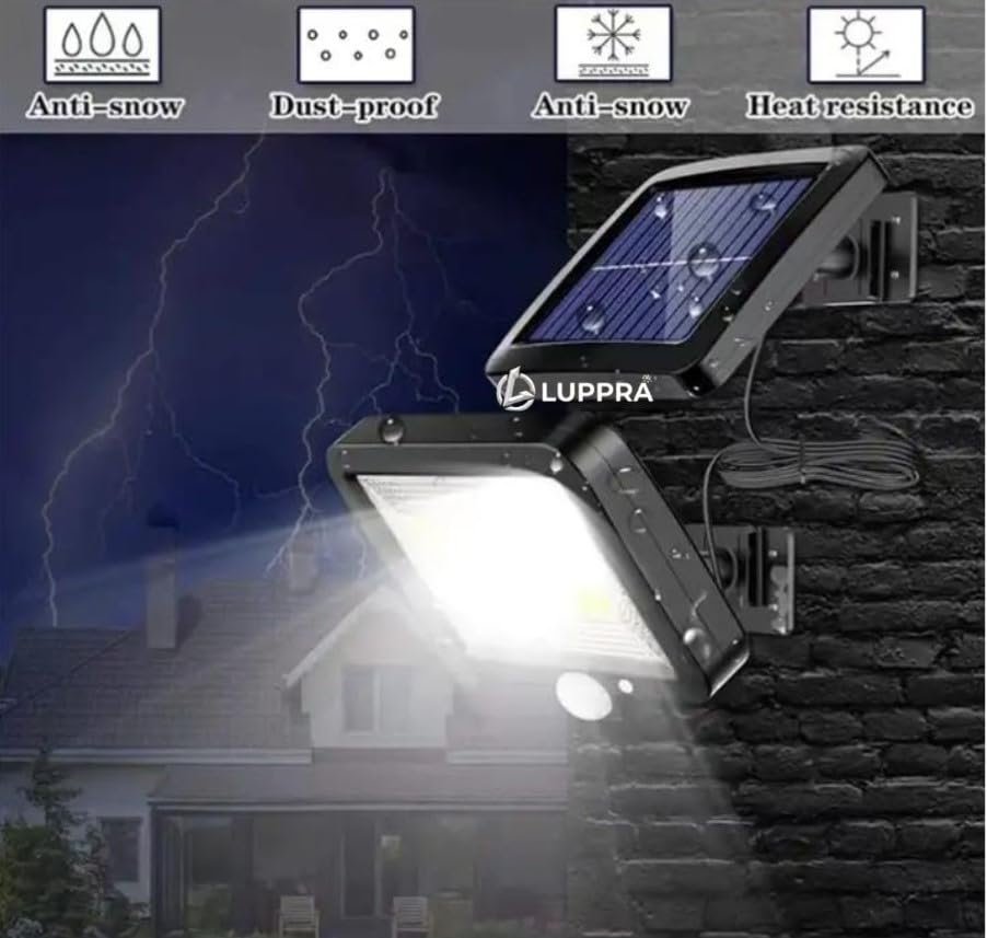 Solar Sensor Wall Lamp with COB LED – 1200mAh Battery, 260LM Super Bright Outdoor Waterproof Motion Sensing Security Light for Garden, Yard & Home (Pack of 1)