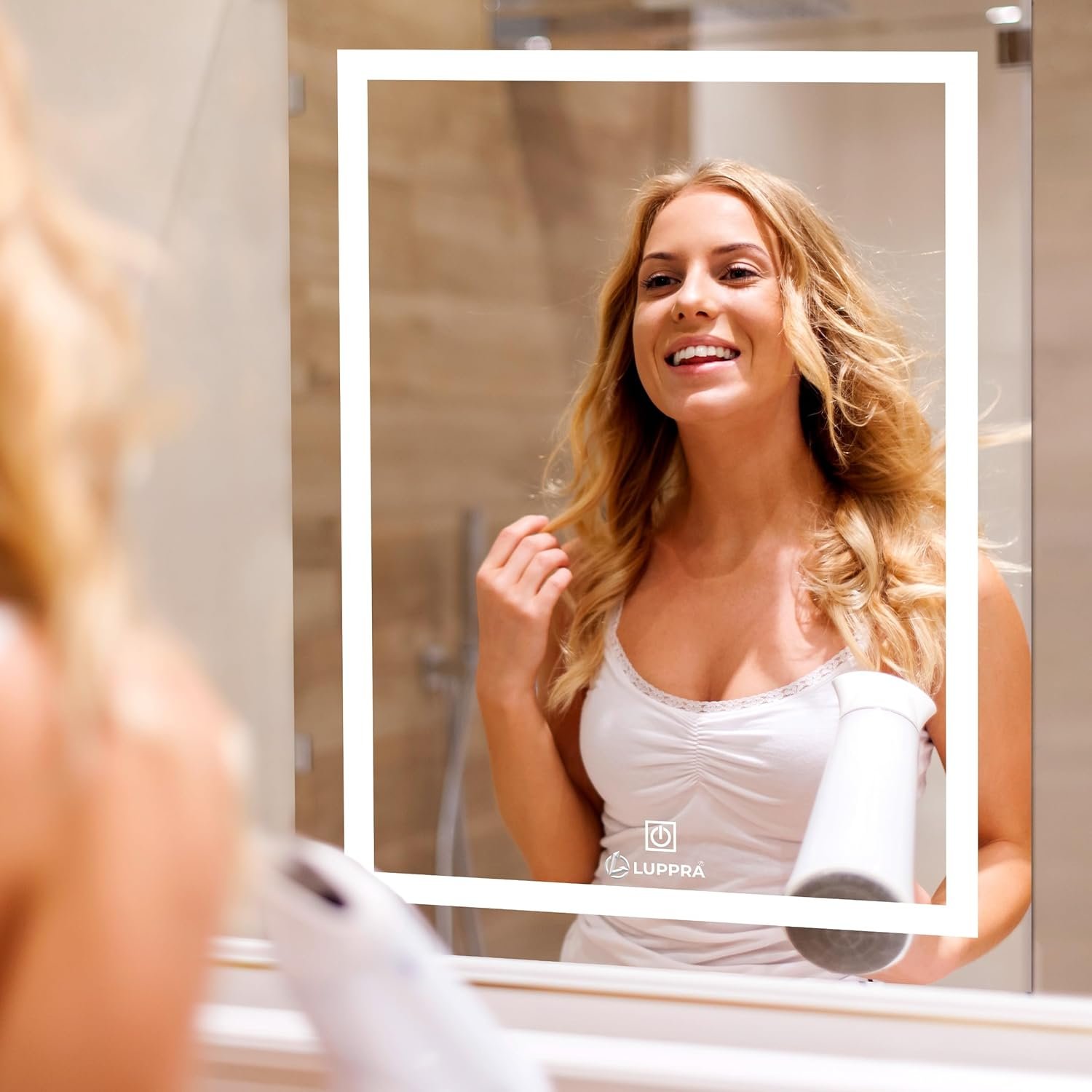 LUPPRA Rectangular 18x24 Inch Wall-Mounted LED Mirror with 3-Color Light Sensor (Warm, White, Natural) | Mirror Light, Wash Basin Wall and Fancy Washbasin...