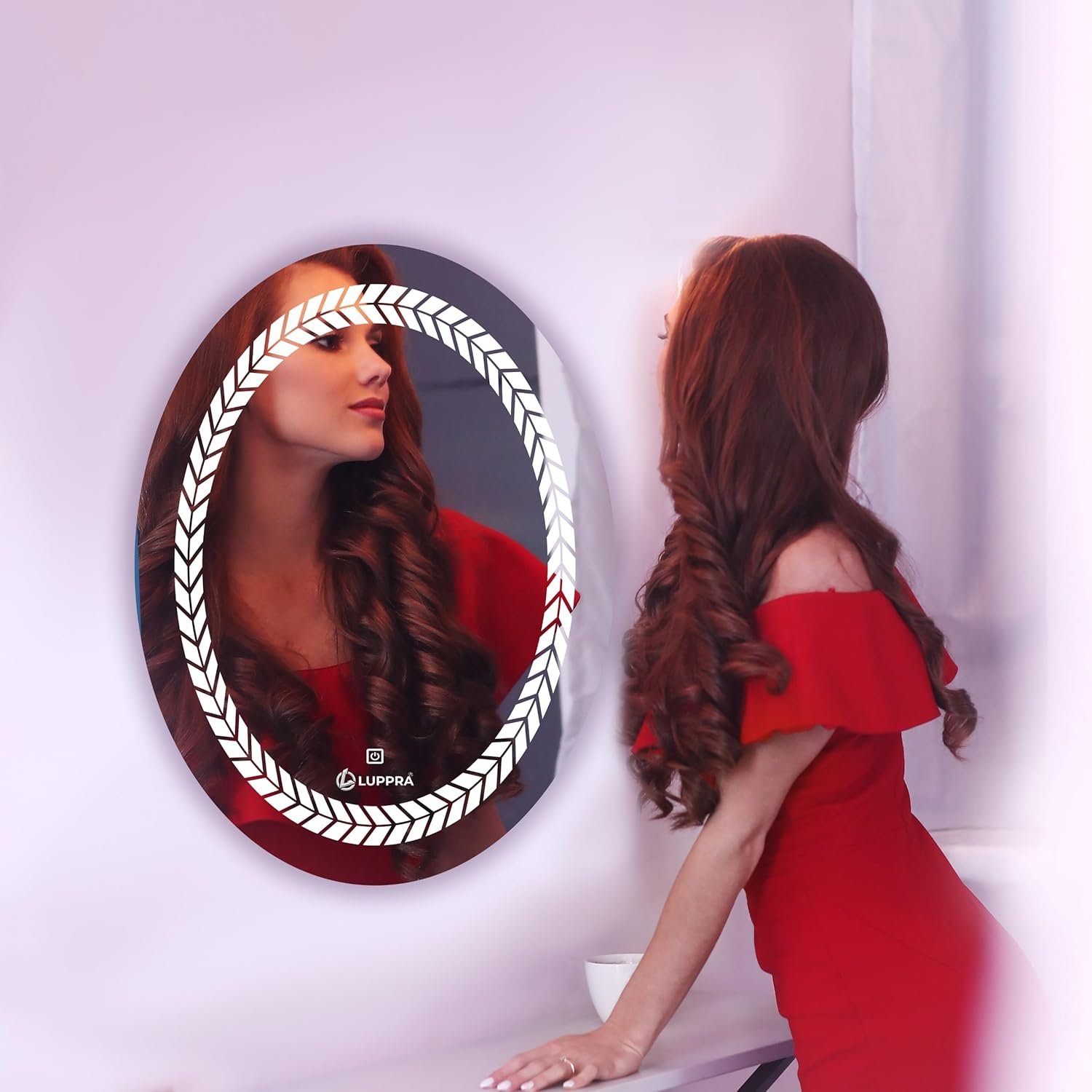 Oval Wall Mounting Mirror with Light |Bathroom,Venity and Smart Mirror Size 24X24 inch| LED Mirror 3 Tone (Cool, Natural, Warm).