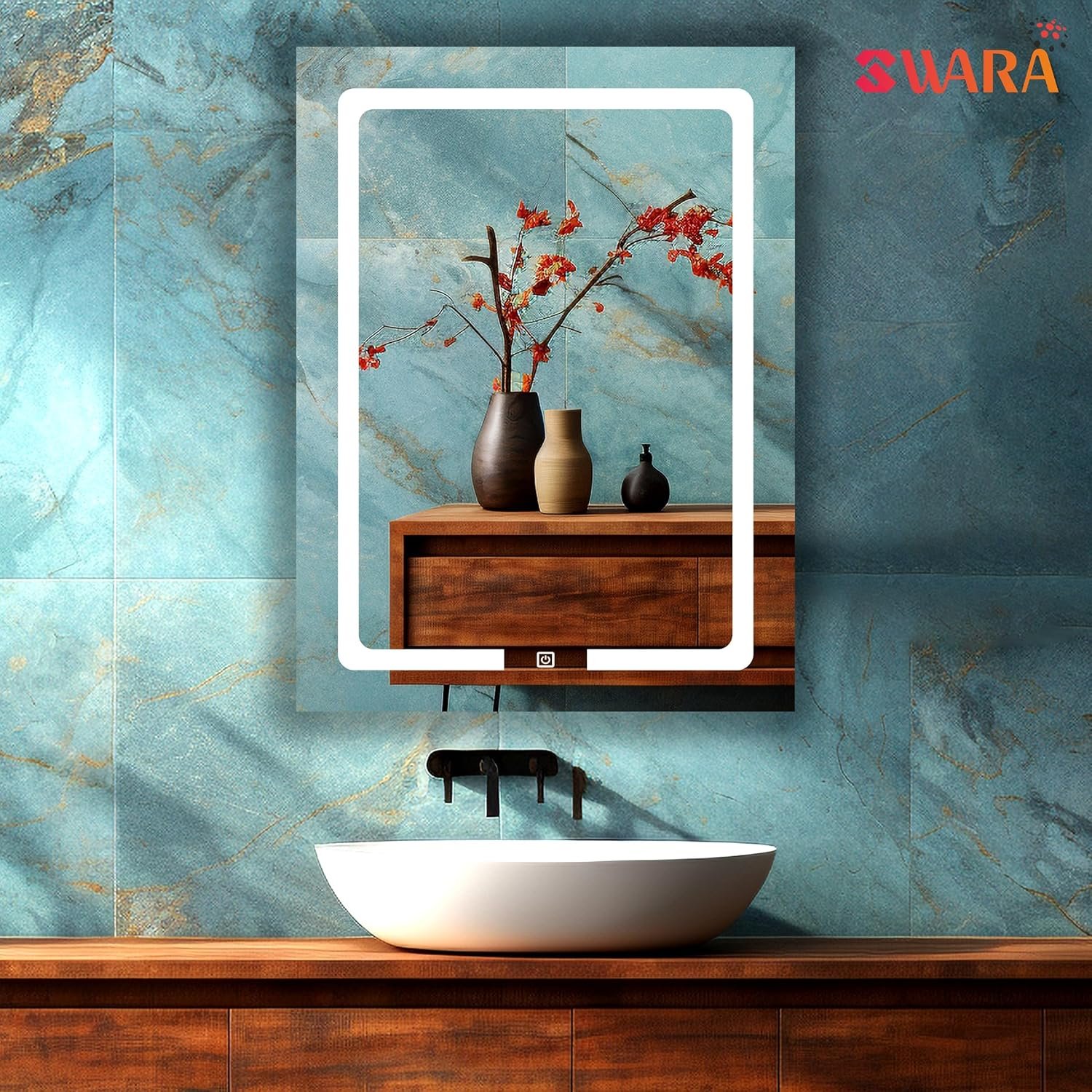 LUPPRA Rectengale Wall Mounting Mirror with Light |Bathroom,Venity and Smart Mirror Size 18X24 inch| LED Mirror 3 Tone (Cool, Natural, Warm).