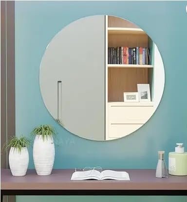 Round Frameless Wall Mirror – Modern Decorative Mirror for Bathroom, Bedroom & Living Room. (18x18)