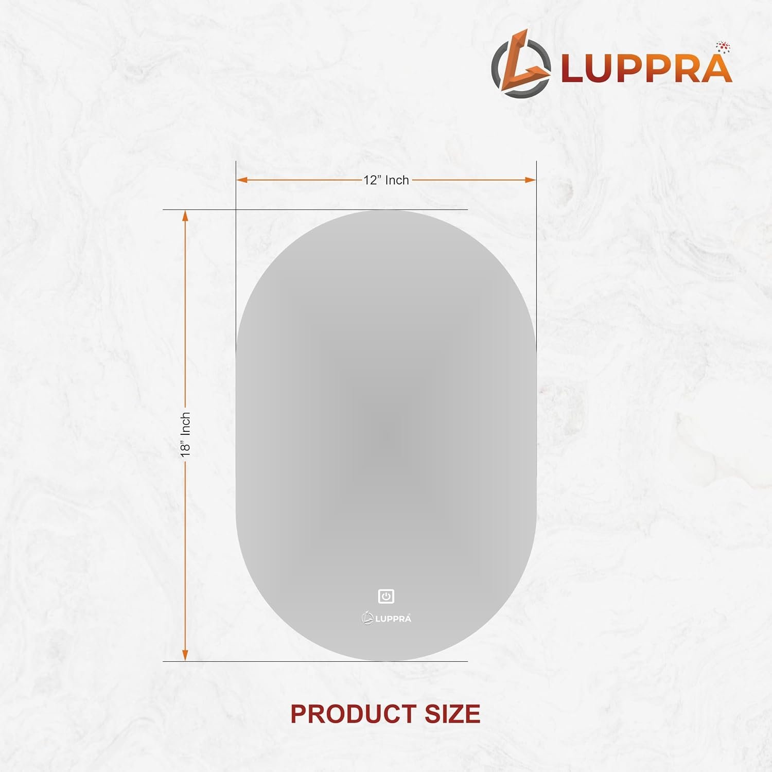 LUPPRA 12x18 Inch LED Bathroom Mirror – Wall-Mounted Glass Mirror with Smart Sensor & 3-Color Lighting. (Capsule, 12 X 18)