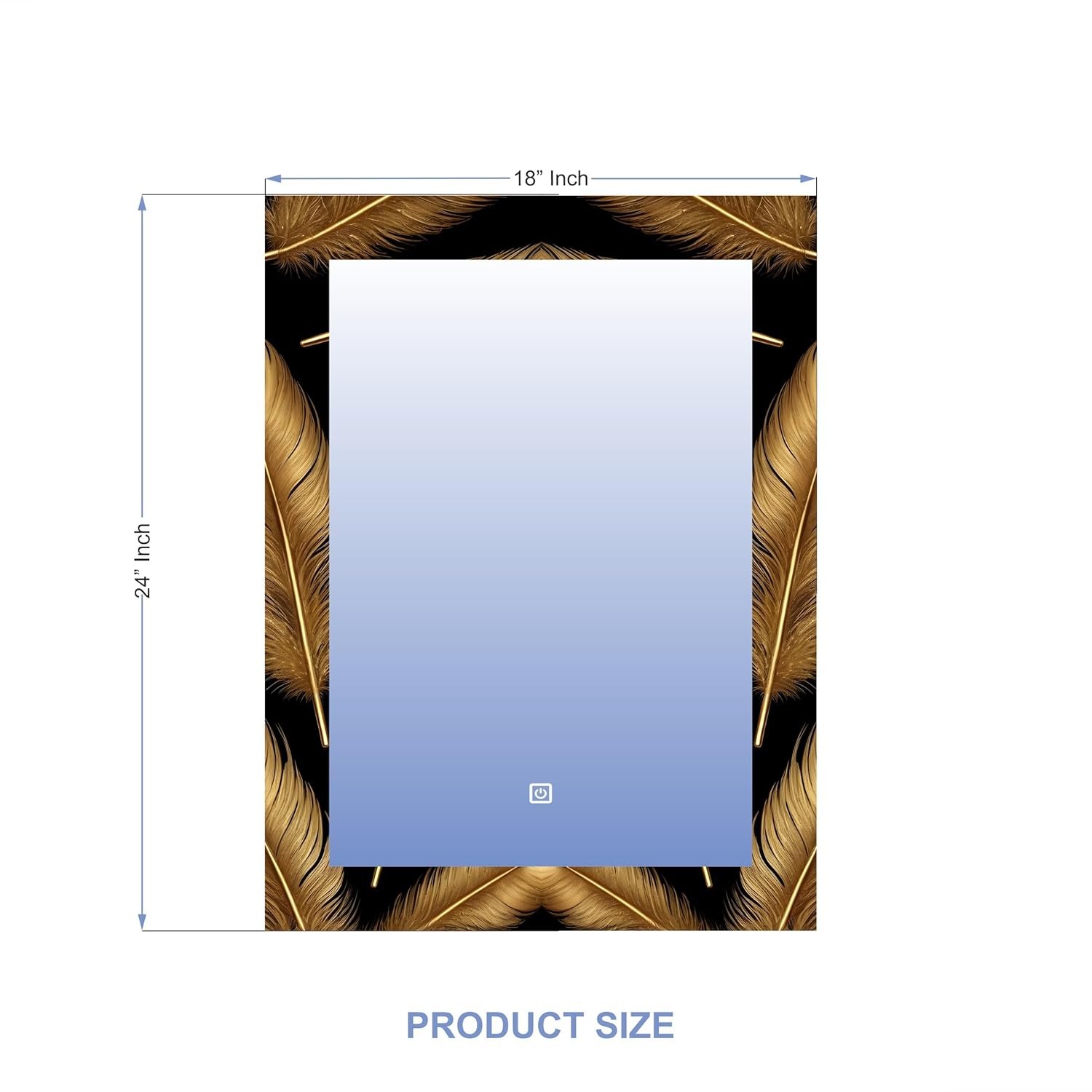 LUPPRA Rectangle 18×24 inch LED Touch Sensor Mirror with UV‑Printed Design and 3 Light Tones (Warm, White, Natural).