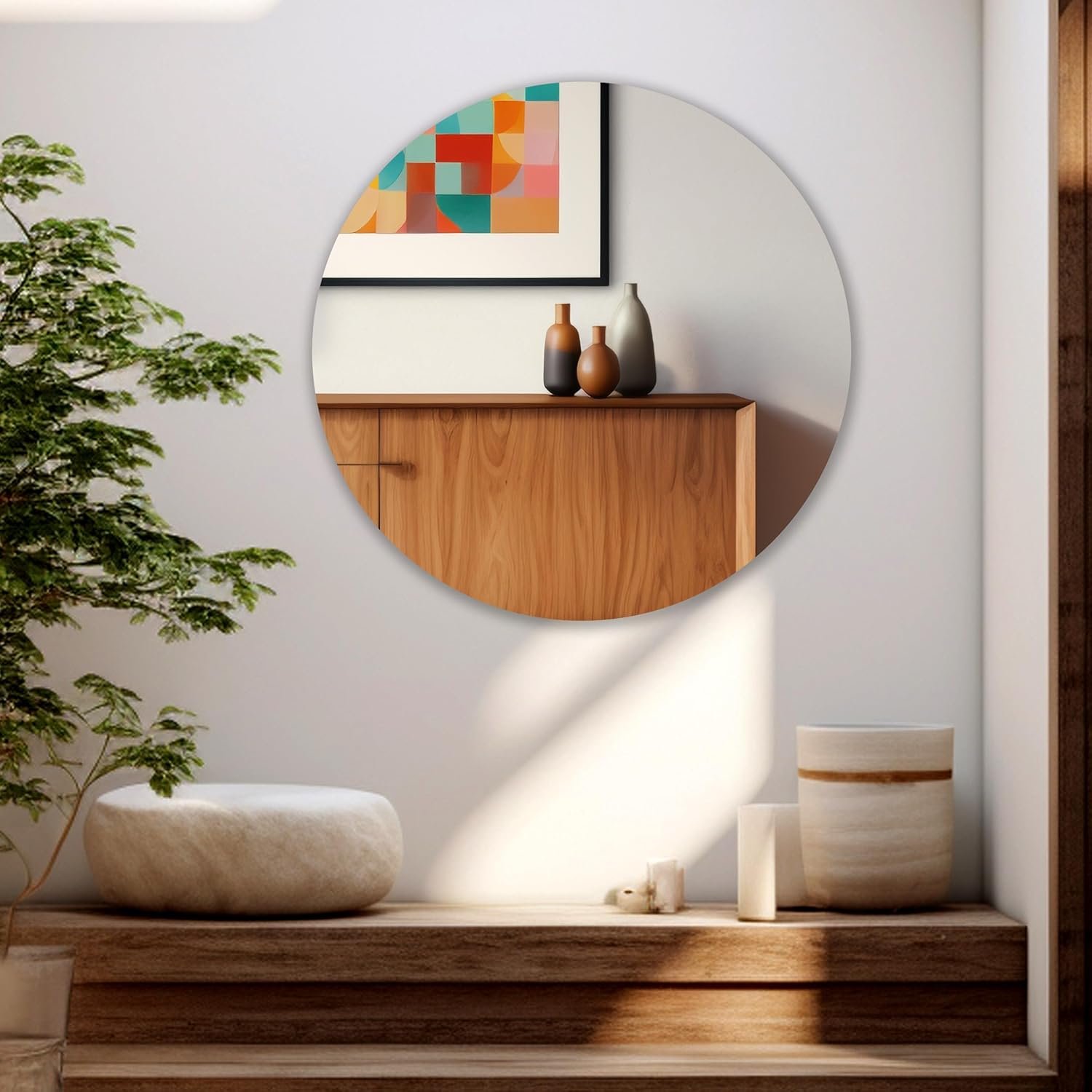 Round Frameless Wall Mirror – Modern Decorative Mirror for Bathroom, Bedroom & Living Room. (12x12)