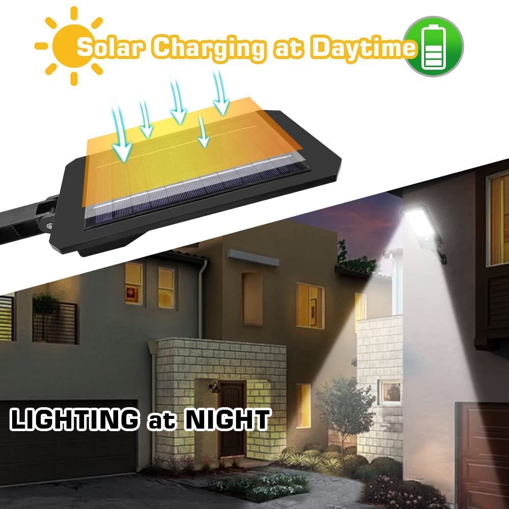 144 LED Solar Street Light Outdoor with Motion Sensor - Waterproof Solar Wall Lamp for Home Garden, Parking, and Street (Grey, Pack of 1)