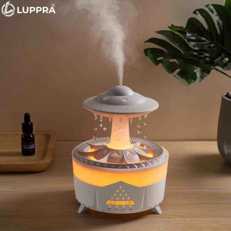 Rain Cloud Humidifier with Water Drip & Mushroom Diffuser Lamp – 7-Color LED Night Light, Remote Control, Timer Function, Rain Sounds for Sleeping, Desk Fountain, US Plug