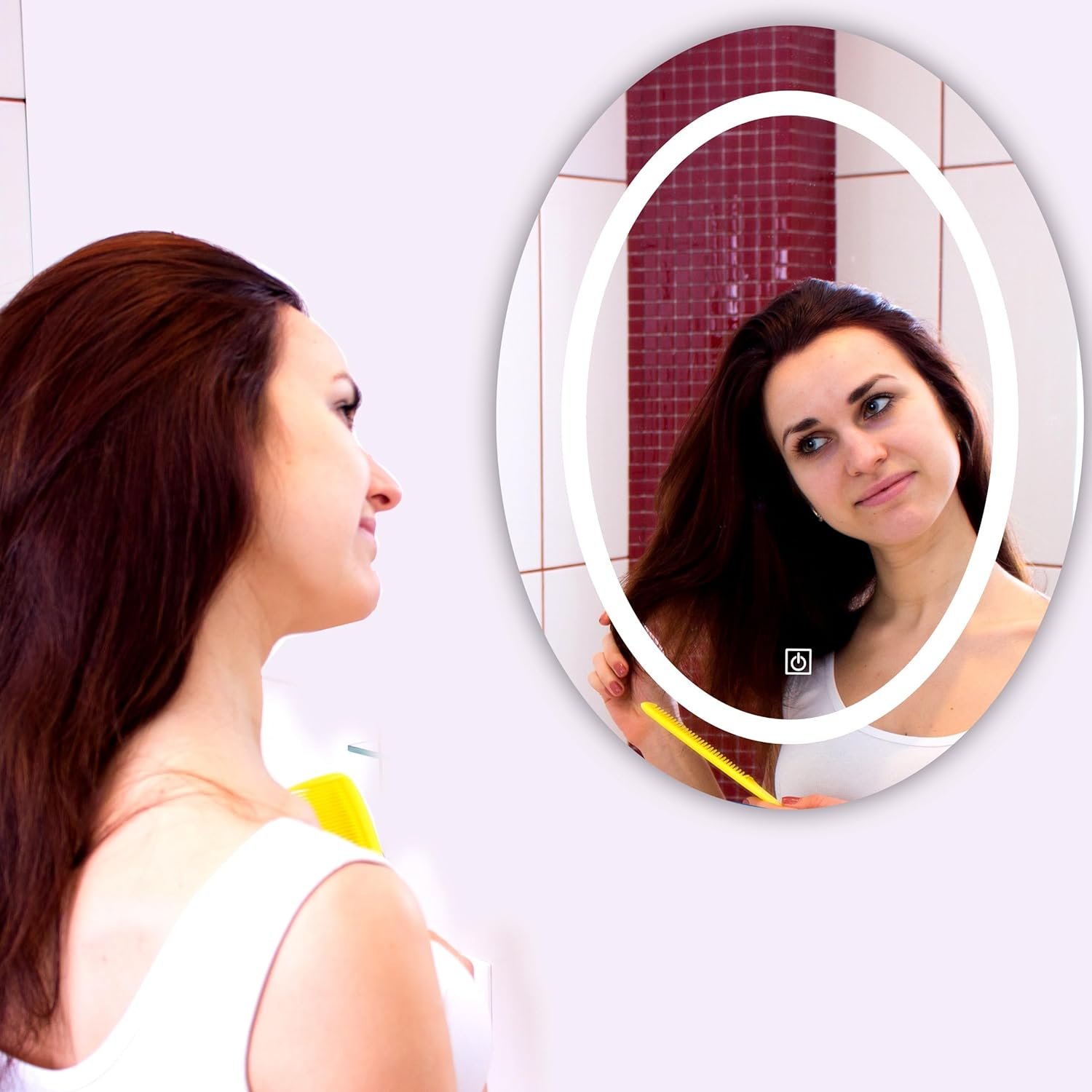 LUPPRA Ovla Wall Mounting Mirror with Light |Bathroom,Venity and Smart Mirror Size 18X24 inch| LED Mirror 3 Tone (Cool, Natural, Warm).