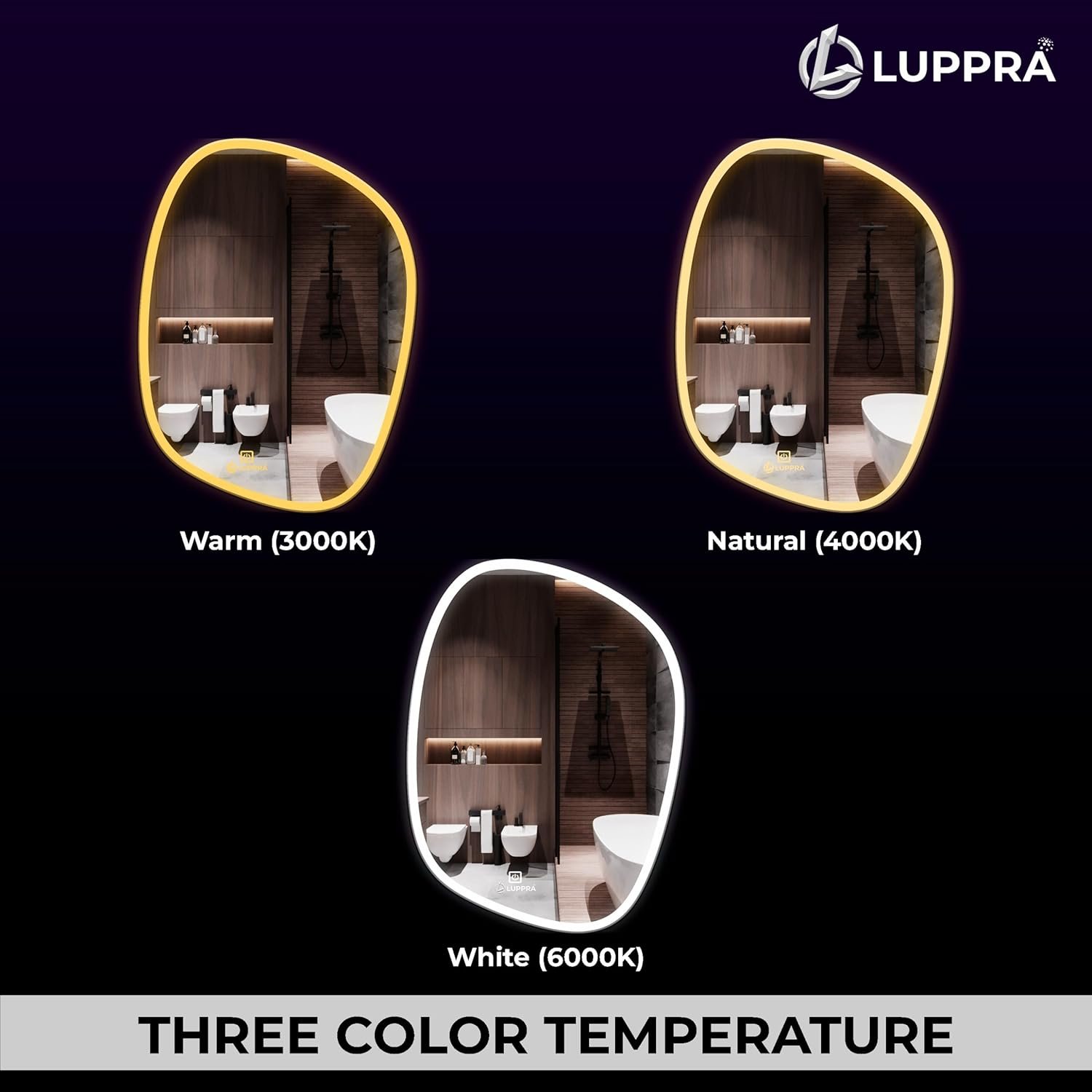 Wall Mounting Mirror with Light |Bathroom,Venity and Smart Mirror Size 18X24 inch| LED Mirror 3 Tone (Cool, Natural, Warm).