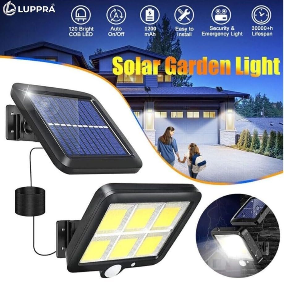 Solar Sensor Wall Lamp with COB LED – 1200mAh Battery, 260LM Super Bright Outdoor Waterproof Motion Sensing Security Light for Garden, Yard & Home (Pack of 1)